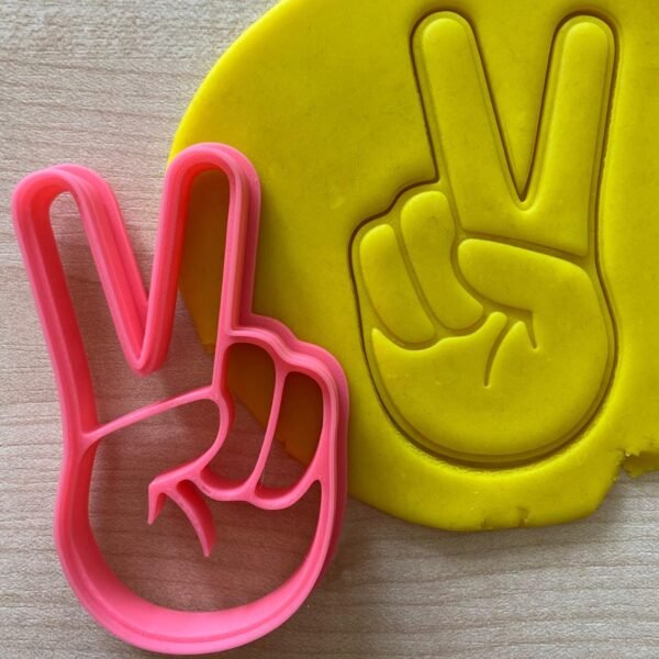 Peace Sign Hand Pose Cookie Cutter